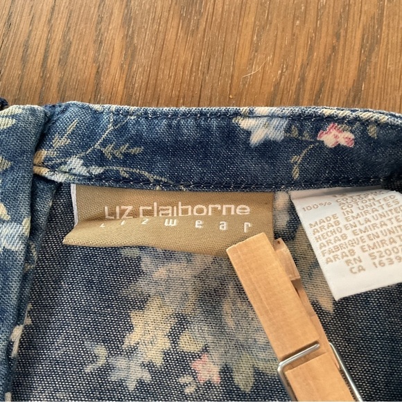 Vintage 90s Liz Claiborne floral denim maxi dress Size large - Picture 9 of 13